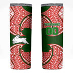 Personalized South Sydney Rabbitohs Skinny Tumbler Polynesian Tribal Pattern Style