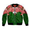 Personalized South Sydney Rabbitohs Sleeve Zip Bomber Jacket Polynesian Tribal Pattern Style