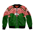Personalized South Sydney Rabbitohs Sleeve Zip Bomber Jacket Polynesian Tribal Pattern Style