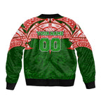 Personalized South Sydney Rabbitohs Sleeve Zip Bomber Jacket Polynesian Tribal Pattern Style