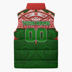 Personalized South Sydney Rabbitohs Sleeveless Puffer Jacket Polynesian Tribal Pattern Style