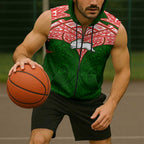 Personalized South Sydney Rabbitohs Sleeveless Zip Hoodie Polynesian Tribal Pattern Style