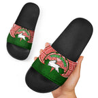 Personalized South Sydney Rabbitohs Slide Sandals Polynesian Tribal Pattern Style