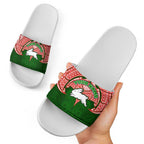 Personalized South Sydney Rabbitohs Slide Sandals Polynesian Tribal Pattern Style