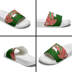 Personalized South Sydney Rabbitohs Slide Sandals Polynesian Tribal Pattern Style