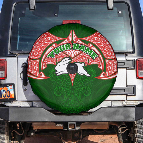 Personalized South Sydney Rabbitohs Spare Tire Cover Polynesian Tribal Pattern Style