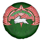Personalized South Sydney Rabbitohs Spare Tire Cover Polynesian Tribal Pattern Style