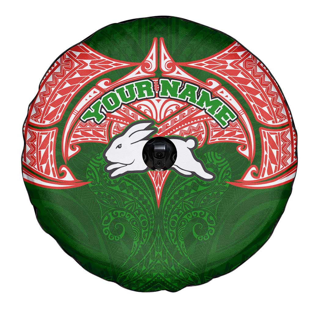 Personalized South Sydney Rabbitohs Spare Tire Cover Polynesian Tribal Pattern Style