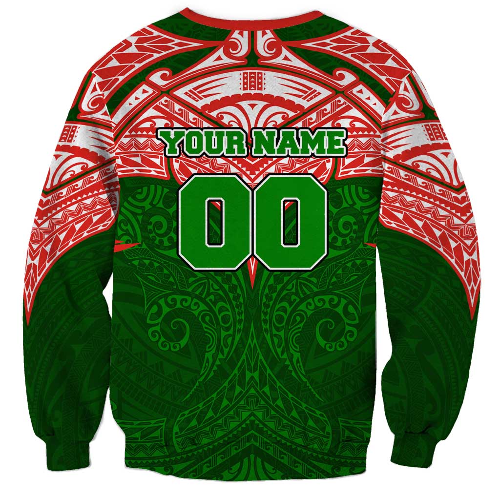 Personalized South Sydney Rabbitohs Sweatshirt Polynesian Tribal Pattern Style