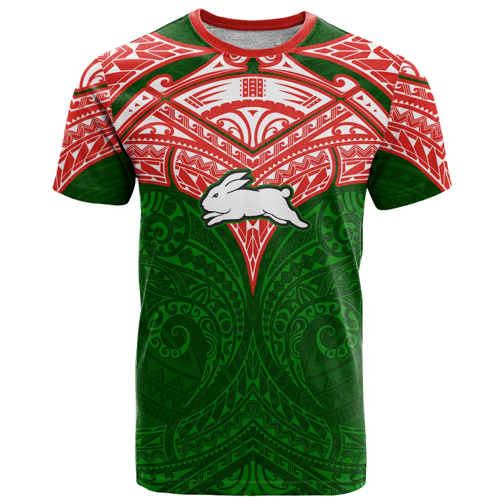 Personalized South Sydney Rabbitohs T Shirt Polynesian Tribal Pattern Style