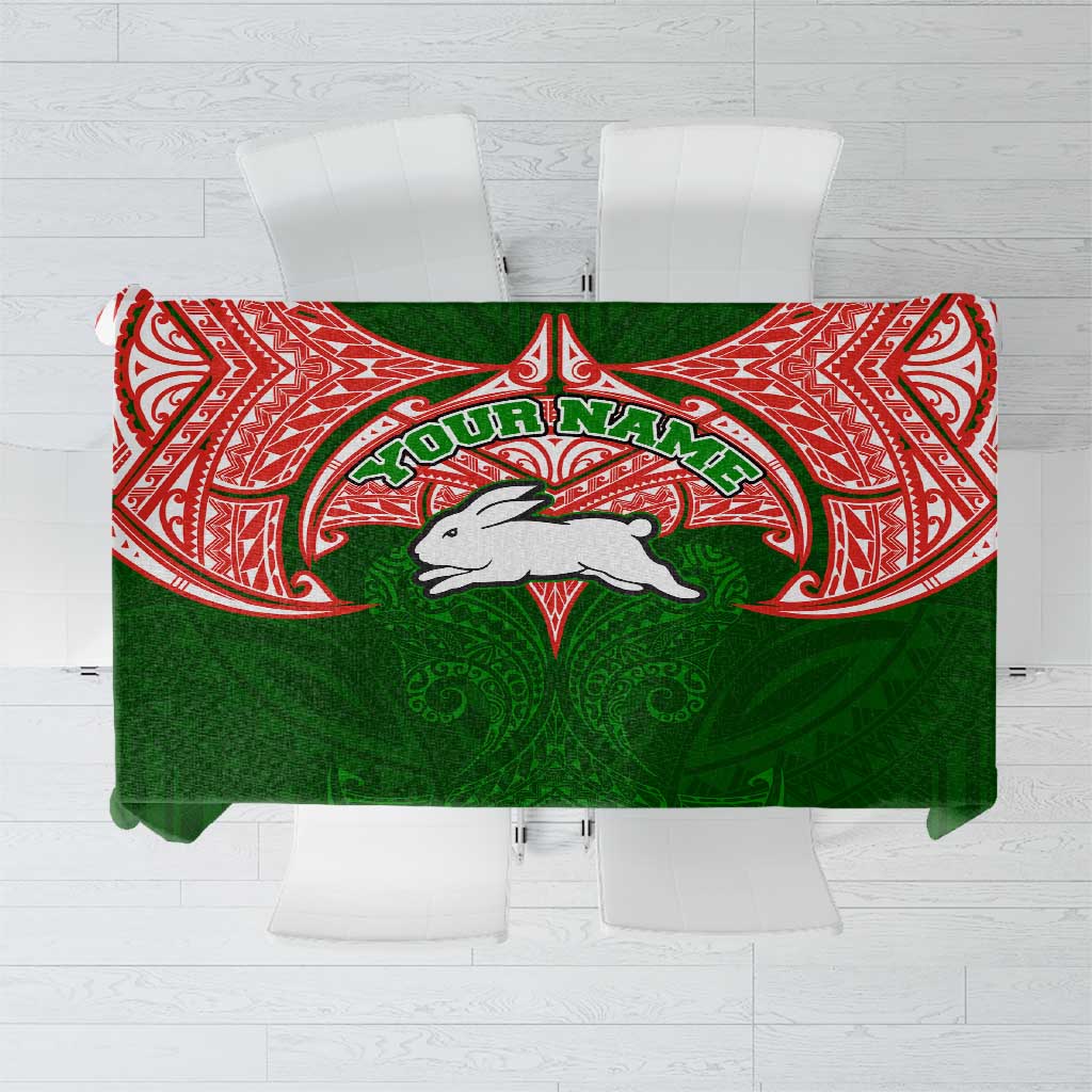 Personalized South Sydney Rabbitohs Tablecloth Polynesian Tribal Pattern Style