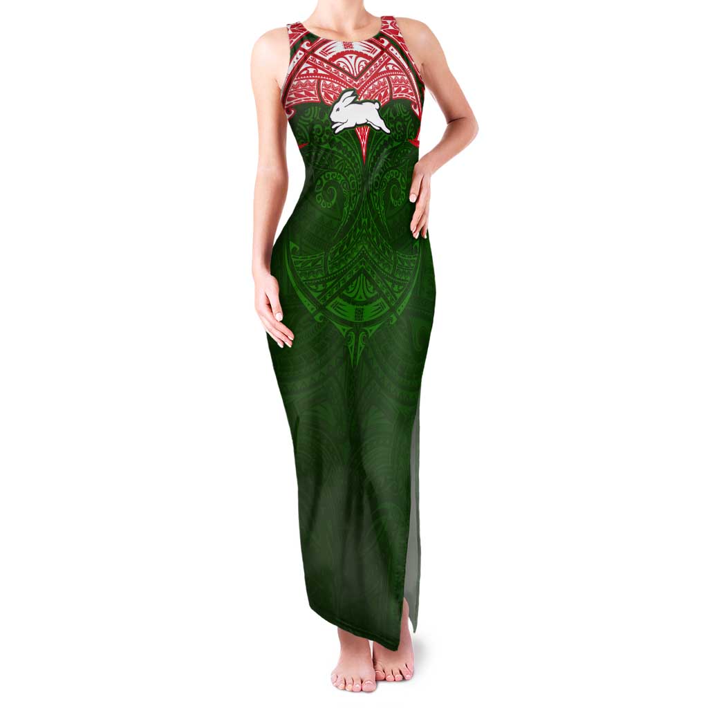 Personalized South Sydney Rabbitohs Tank Maxi Dress Polynesian Tribal Pattern Style