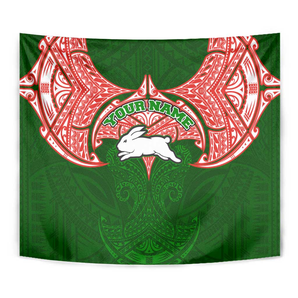 Personalized South Sydney Rabbitohs Tapestry Polynesian Tribal Pattern Style