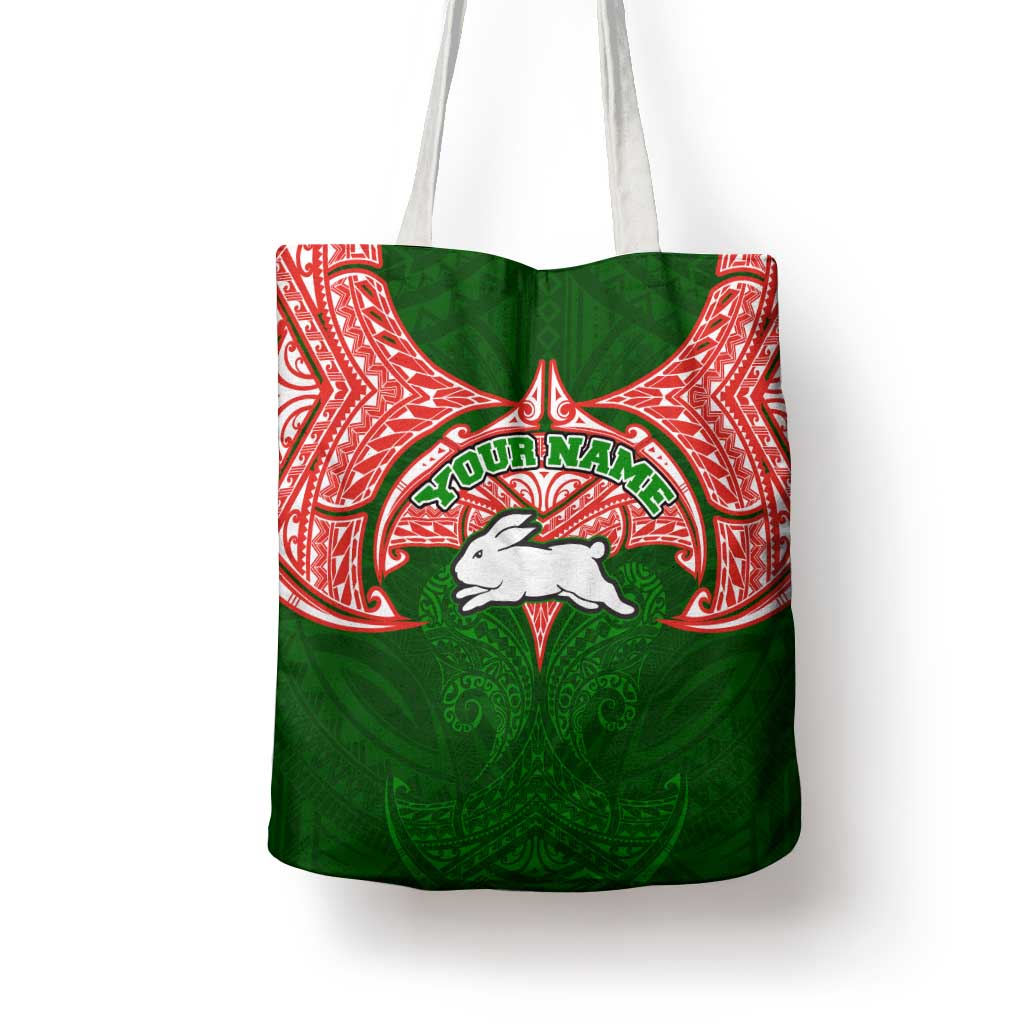 Personalized South Sydney Rabbitohs Tote Bag Polynesian Tribal Pattern Style