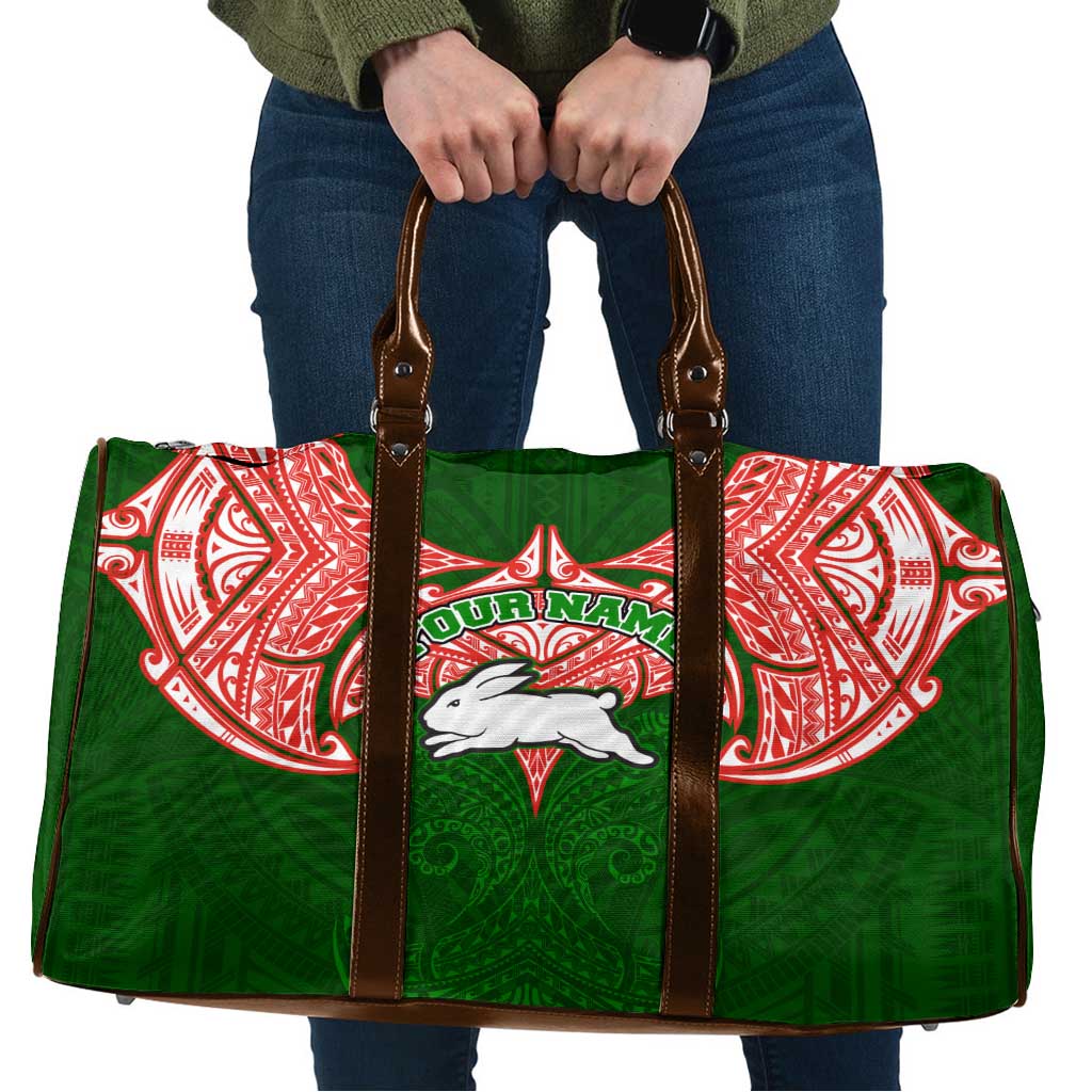 Personalized South Sydney Rabbitohs Travel Bag Polynesian Tribal Pattern Style