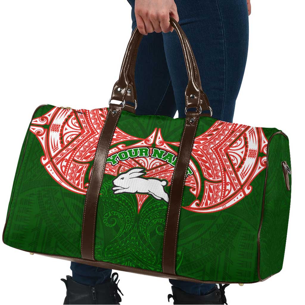 Personalized South Sydney Rabbitohs Travel Bag Polynesian Tribal Pattern Style