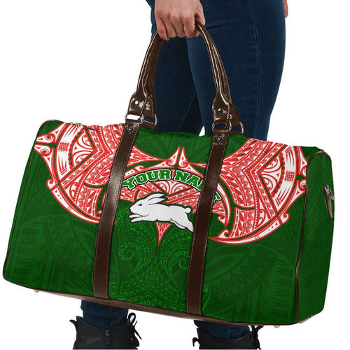 Personalized South Sydney Rabbitohs Travel Bag Polynesian Tribal Pattern Style