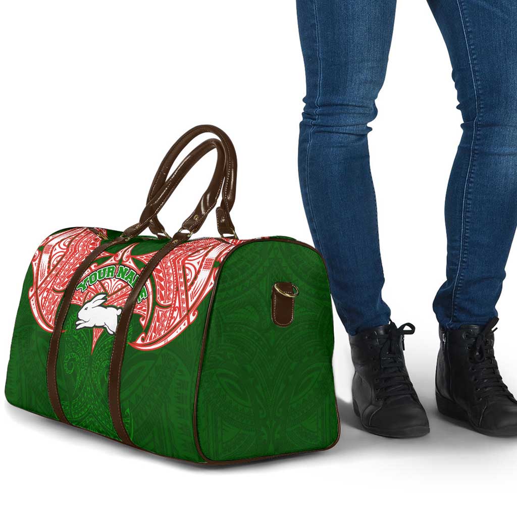 Personalized South Sydney Rabbitohs Travel Bag Polynesian Tribal Pattern Style