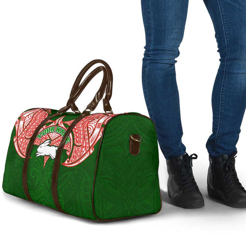 Personalized South Sydney Rabbitohs Travel Bag Polynesian Tribal Pattern Style