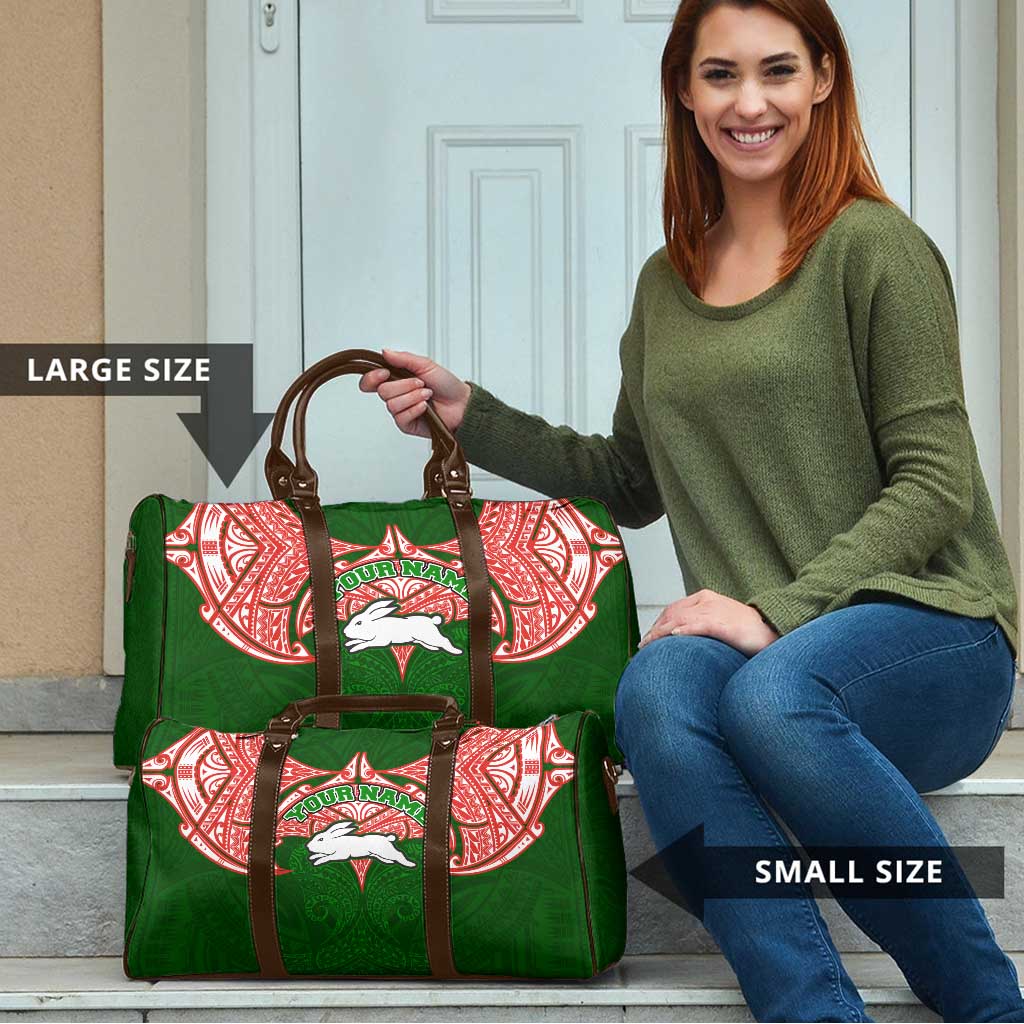 Personalized South Sydney Rabbitohs Travel Bag Polynesian Tribal Pattern Style