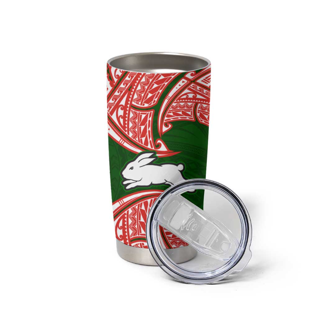 Personalized South Sydney Rabbitohs Tumbler Cup Polynesian Tribal Pattern Style