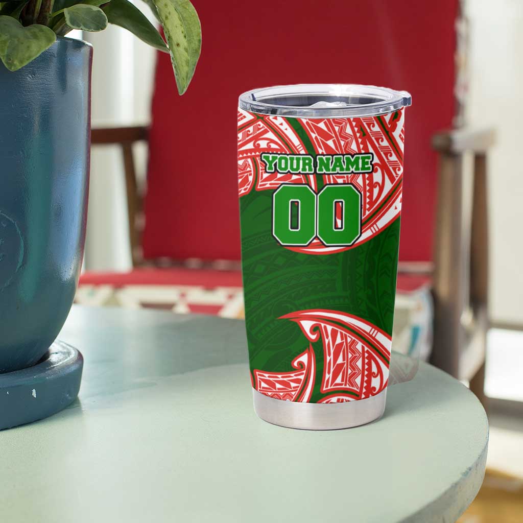 Personalized South Sydney Rabbitohs Tumbler Cup Polynesian Tribal Pattern Style