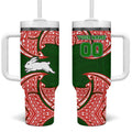 Personalized South Sydney Rabbitohs Tumbler With Handle Polynesian Tribal Pattern Style