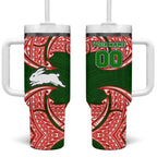 Personalized South Sydney Rabbitohs Tumbler With Handle Polynesian Tribal Pattern Style