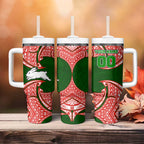 Personalized South Sydney Rabbitohs Tumbler With Handle Polynesian Tribal Pattern Style