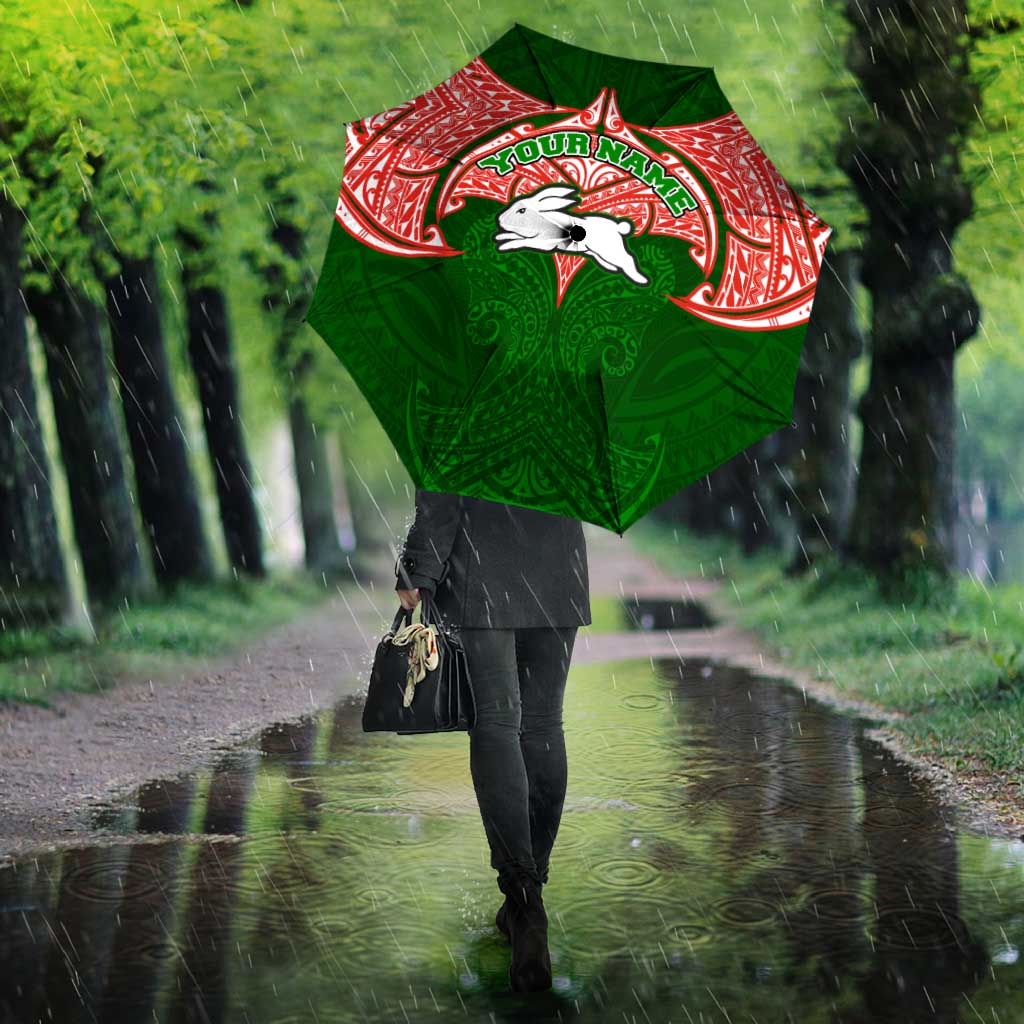 Personalized South Sydney Rabbitohs Umbrella Polynesian Tribal Pattern Style