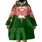 Personalized South Sydney Rabbitohs Wearable Blanket Hoodie Polynesian Tribal Pattern Style
