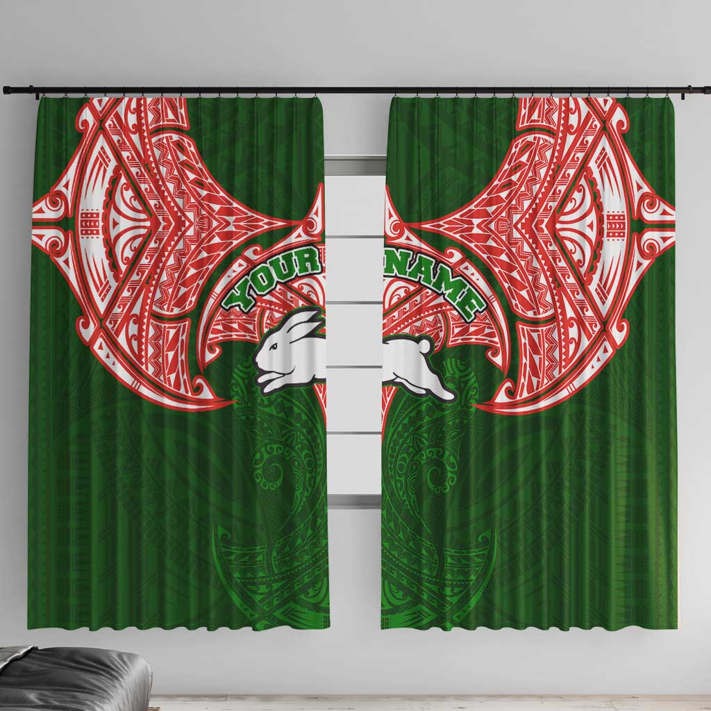 Personalized South Sydney Rabbitohs Window Curtain Polynesian Tribal Pattern Style