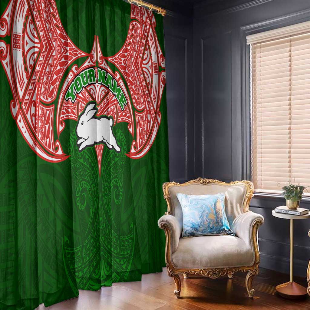 Personalized South Sydney Rabbitohs Window Curtain Polynesian Tribal Pattern Style