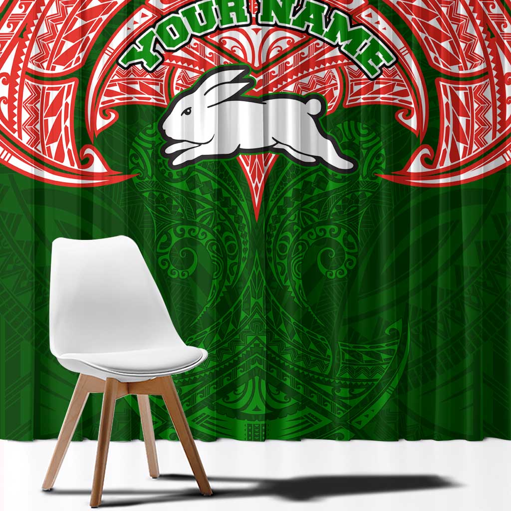 Personalized South Sydney Rabbitohs Window Curtain Polynesian Tribal Pattern Style