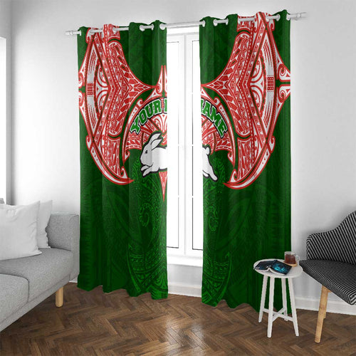 Personalized South Sydney Rabbitohs Window Curtain Polynesian Tribal Pattern Style