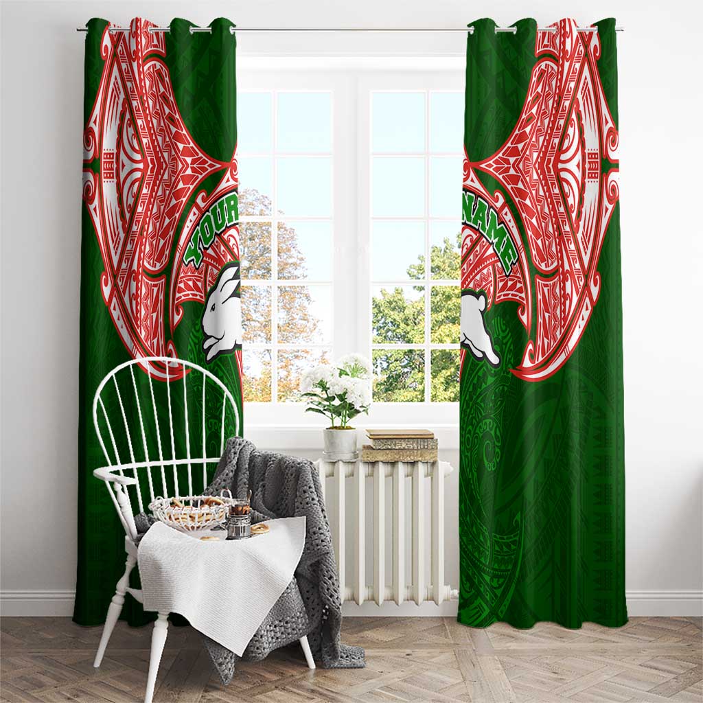 Personalized South Sydney Rabbitohs Window Curtain Polynesian Tribal Pattern Style