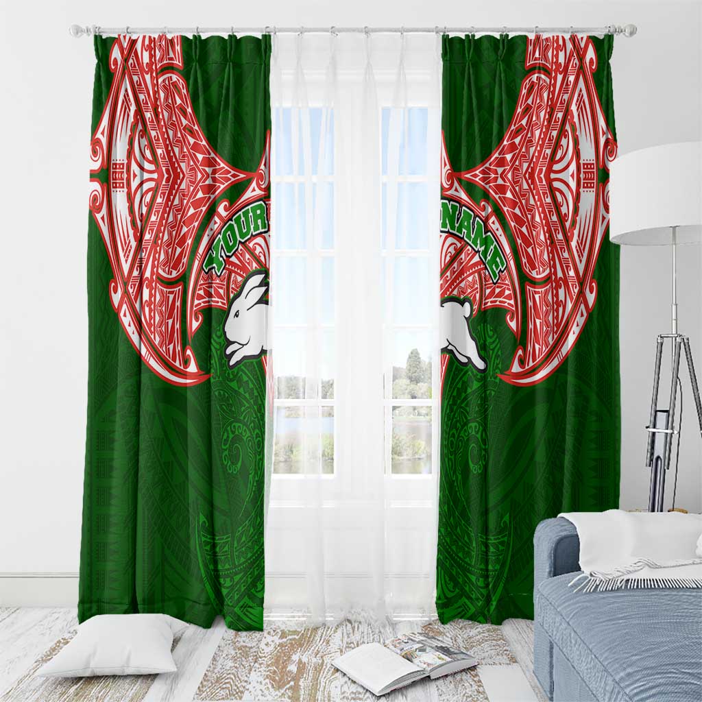 Personalized South Sydney Rabbitohs Window Curtain Polynesian Tribal Pattern Style