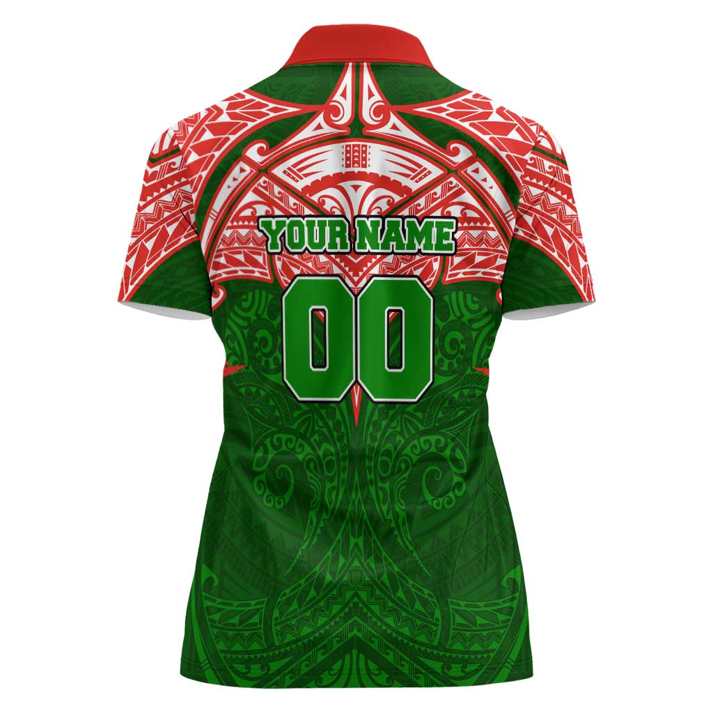 Personalized South Sydney Rabbitohs Women Polo Shirt Polynesian Tribal Pattern Style