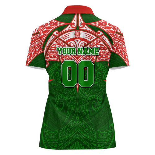 Personalized South Sydney Rabbitohs Women Polo Shirt Polynesian Tribal Pattern Style