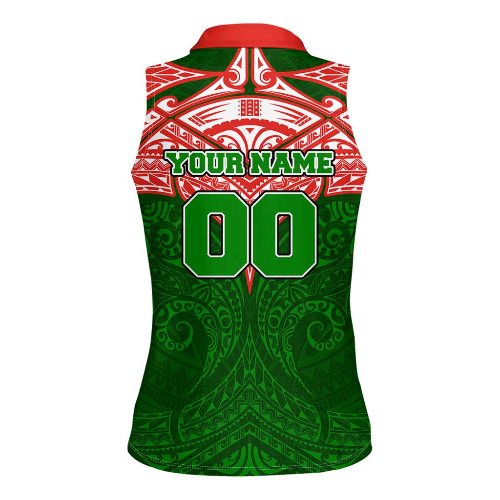 Personalized South Sydney Rabbitohs Women Sleeveless Polo Shirt Polynesian Tribal Pattern Style