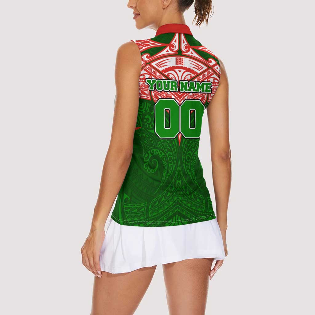 Personalized South Sydney Rabbitohs Women Sleeveless Polo Shirt Polynesian Tribal Pattern Style