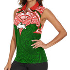 Personalized South Sydney Rabbitohs Women Sleeveless Polo Shirt Polynesian Tribal Pattern Style