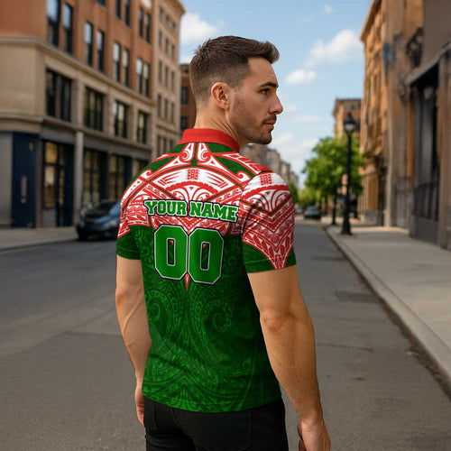Personalized South Sydney Rabbitohs Zipper Polo Shirt Polynesian Tribal Pattern Style