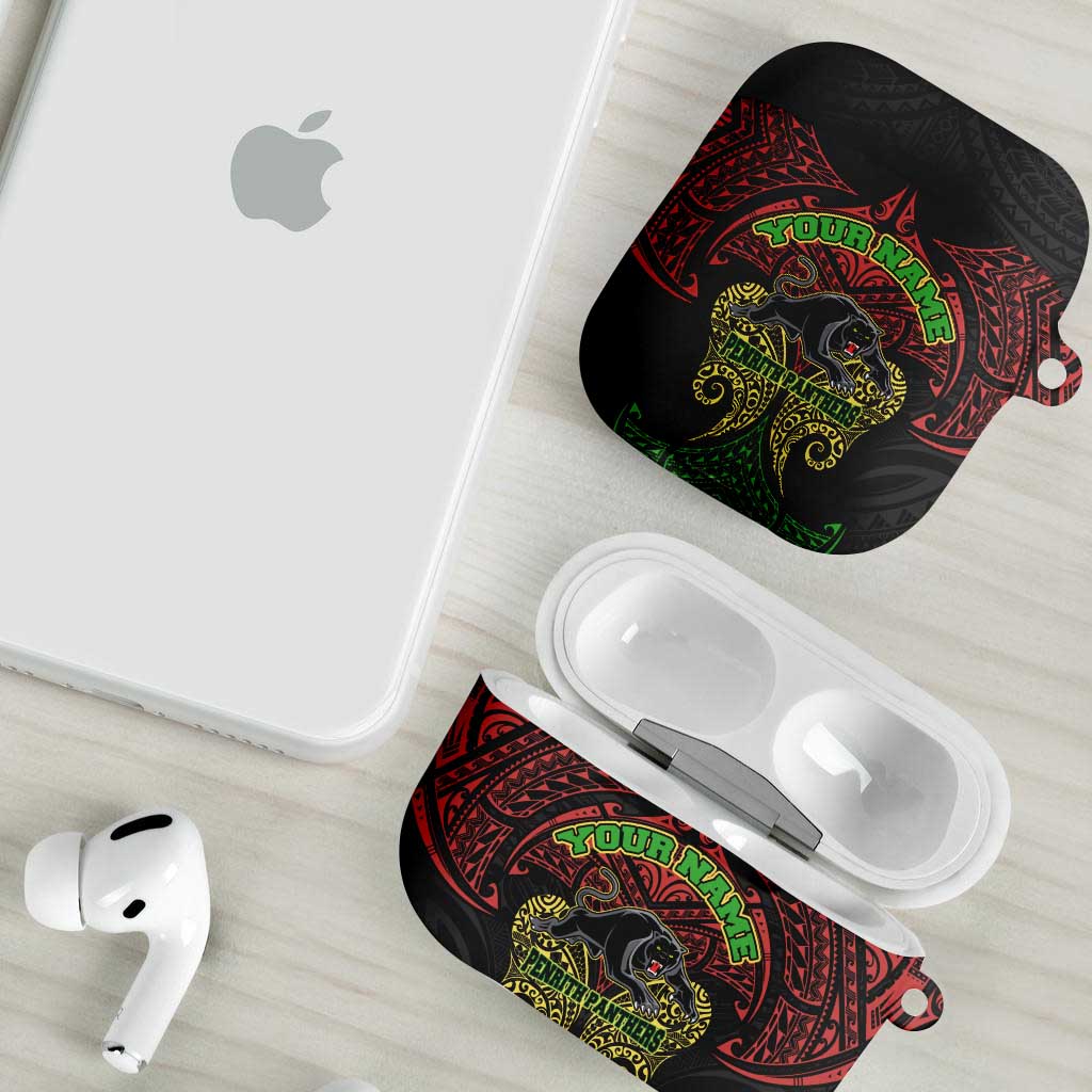 Personalized Penrith Panthers AirPods Case Polynesian Tribal Pattern Style