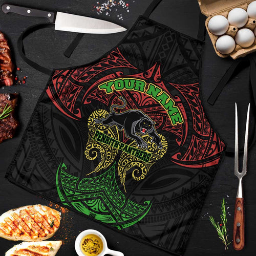 Personalized Penrith Panthers Apron Polynesian Tribal Pattern Style