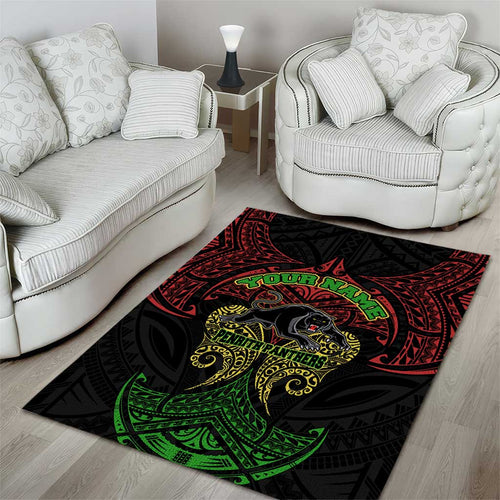 Personalized Penrith Panthers Area Rug Polynesian Tribal Pattern Style