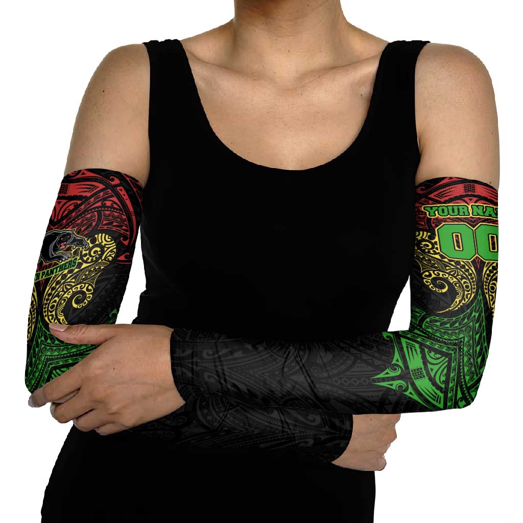 Personalized Penrith Panthers Arm Sleeves Polynesian Tribal Pattern Style