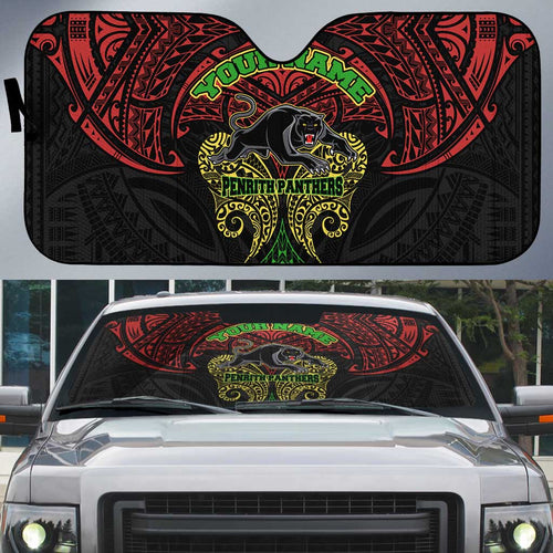 Personalized Penrith Panthers Auto Sun Shade Polynesian Tribal Pattern Style