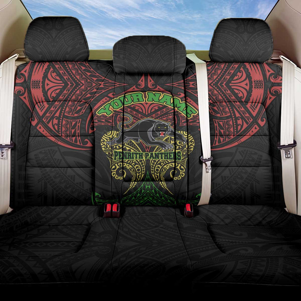 Personalized Penrith Panthers Back Car Seat Cover Polynesian Tribal Pattern Style