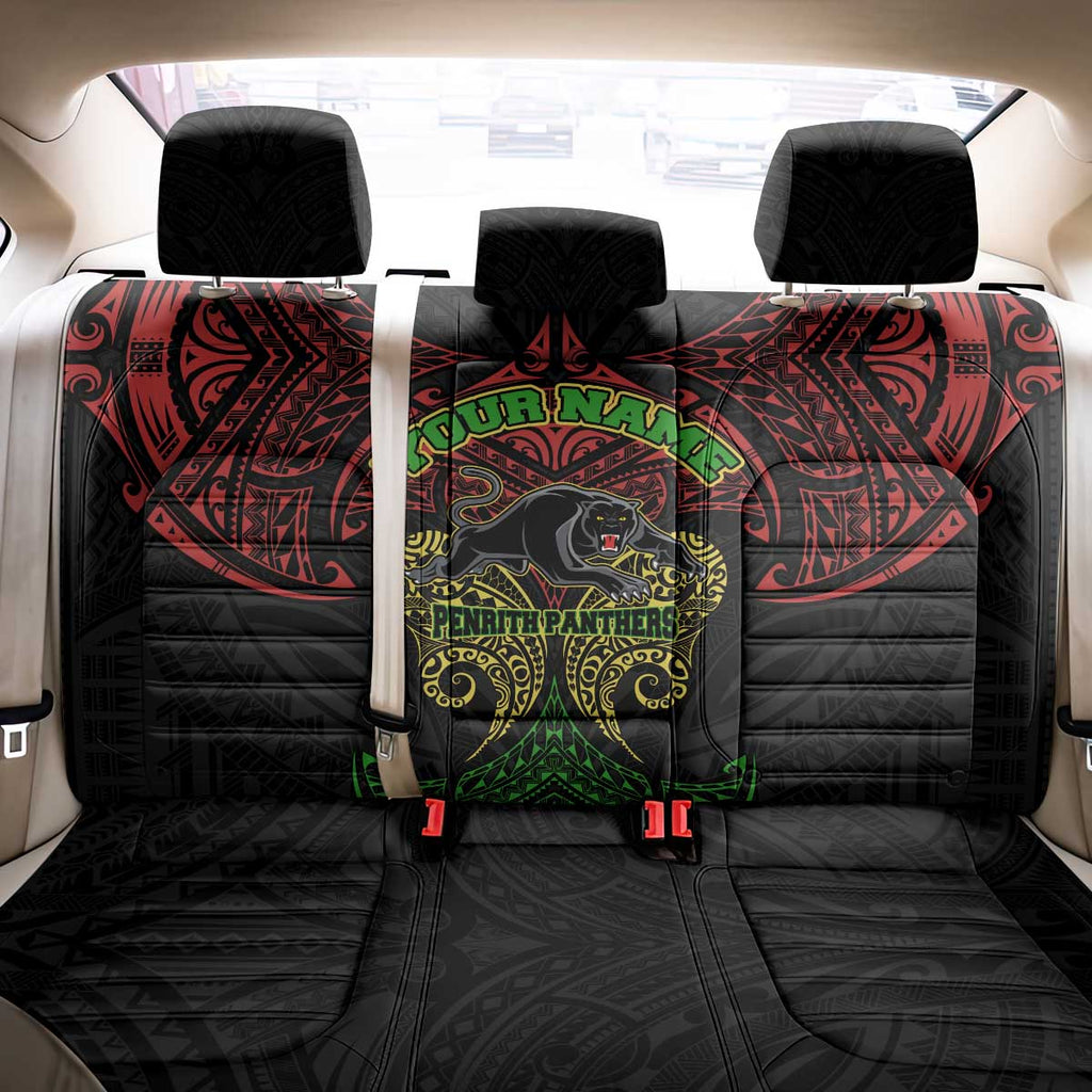Personalized Penrith Panthers Back Car Seat Cover Polynesian Tribal Pattern Style